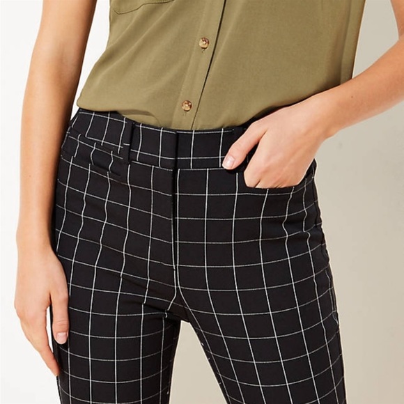LOFT Windowpane High Waist Skinny Ankle Pants - Picture 3 of 11